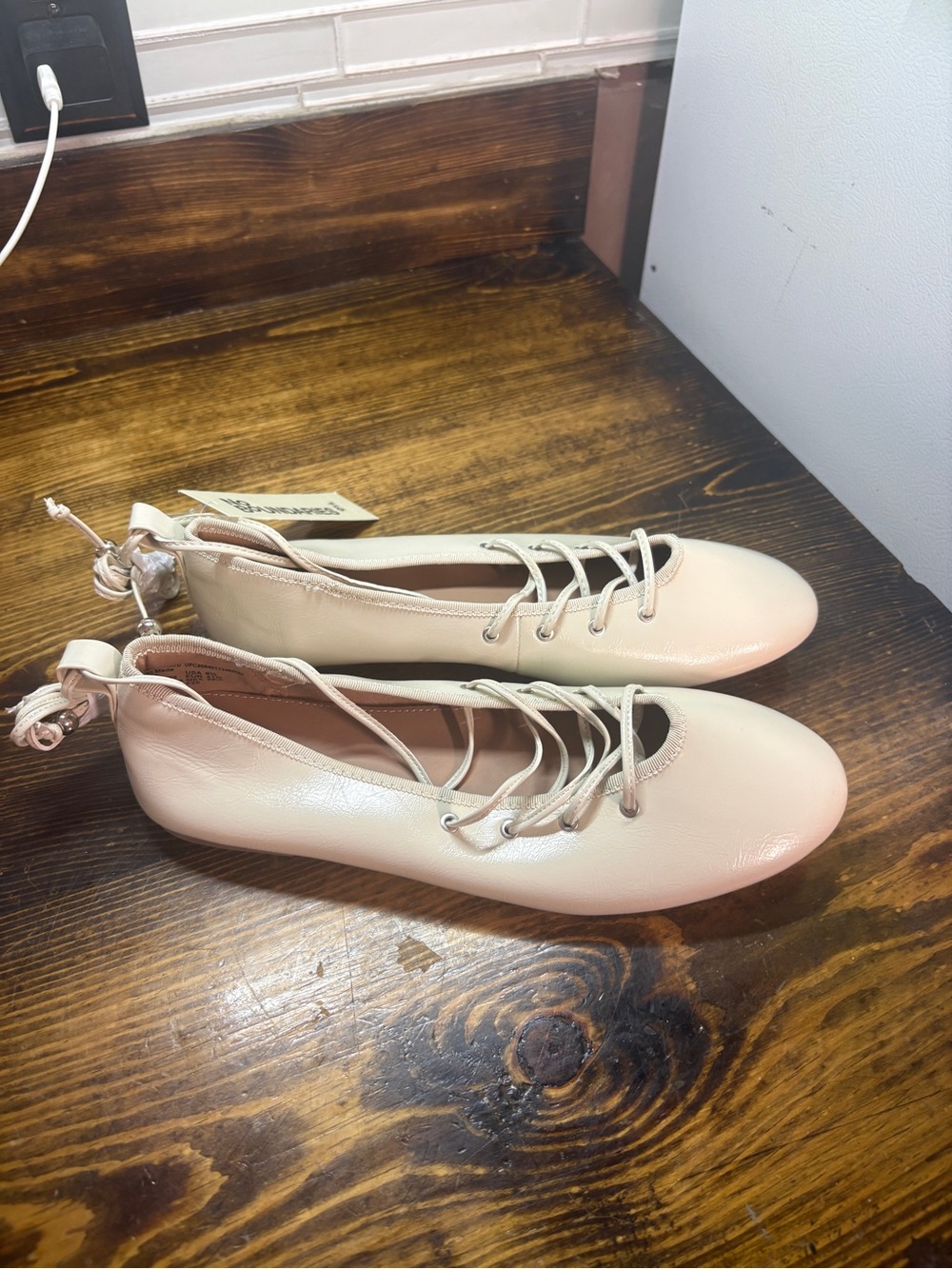 No boundaries Beige lace up flats size 9.5